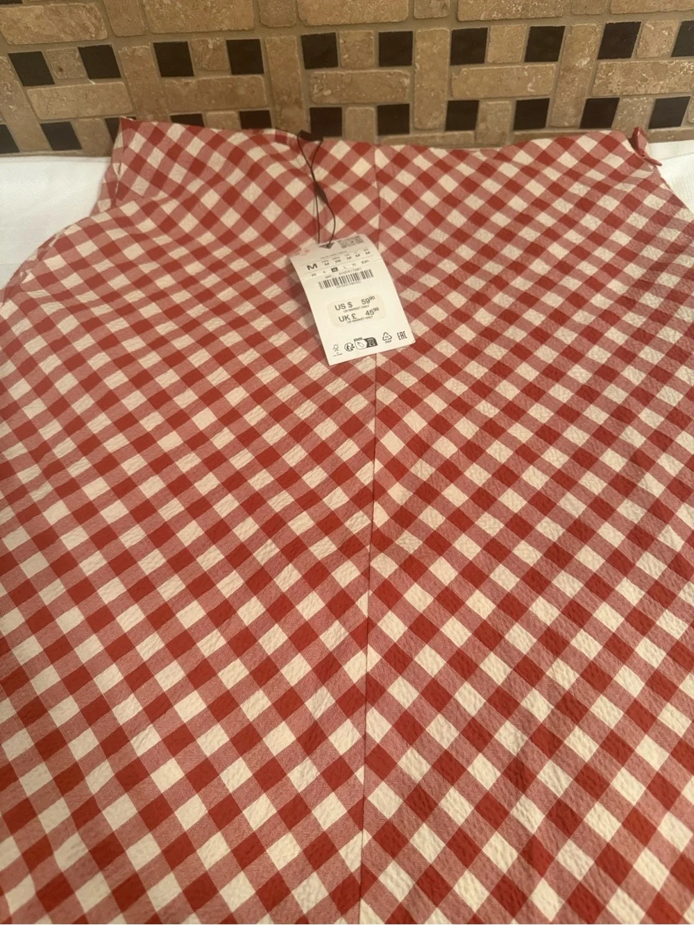 NWT Zara Red Check Maxi Skirt